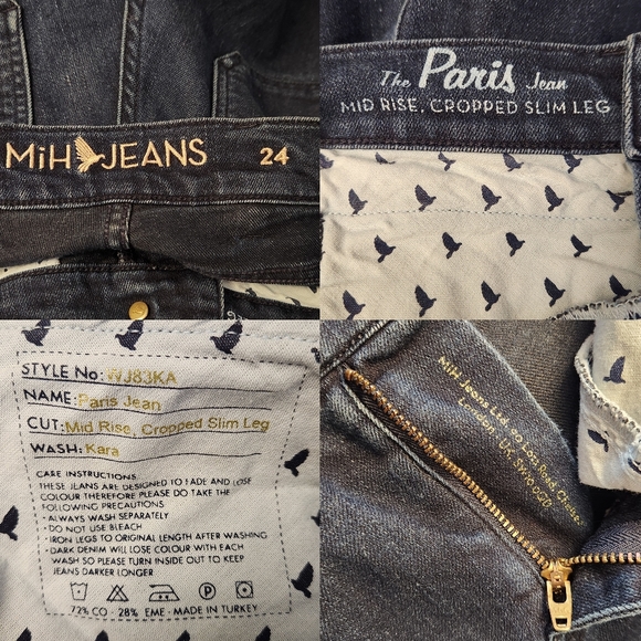 Anthropologie MiH Paris Mid-rise Cropped Slim Leg Jean Stretch Dark Wash 24 - Picture 10 of 11